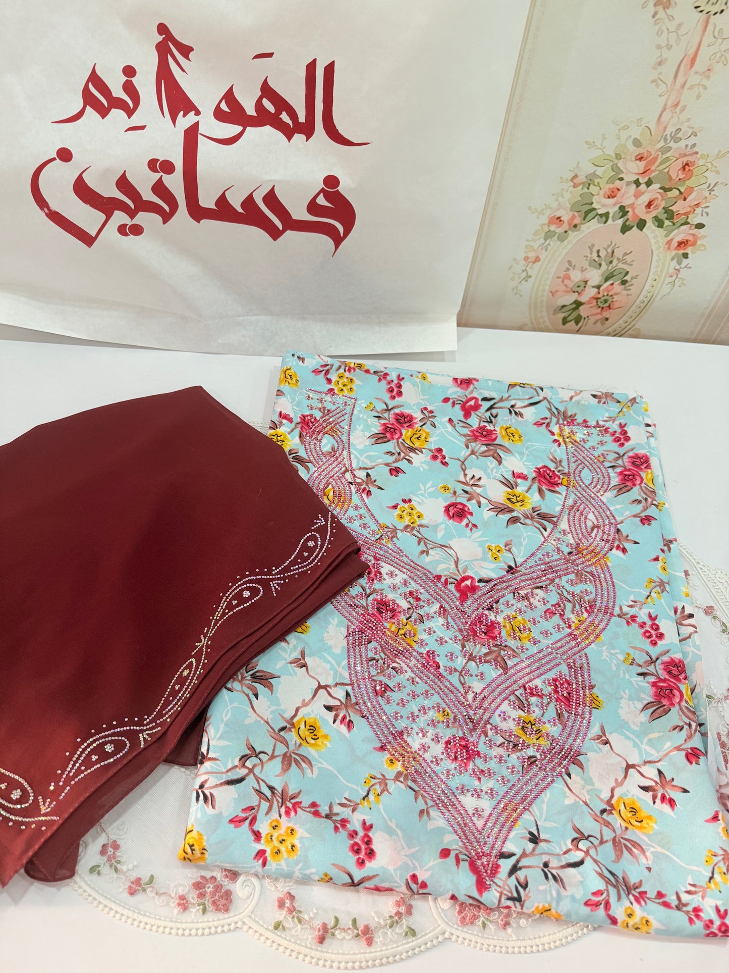 مخور حرير إيطالي بشيله ( طرحه )