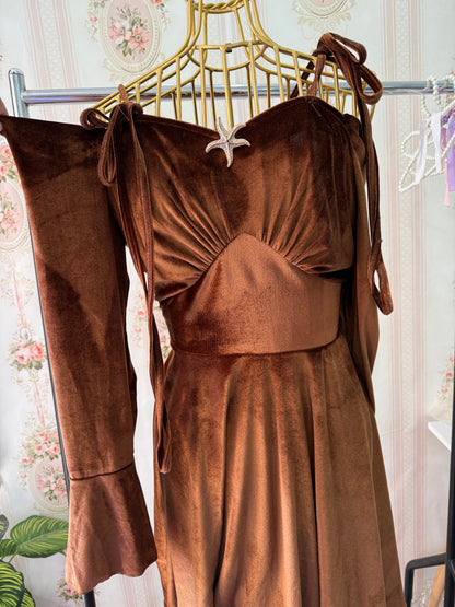 فستان قطيفه أوف شولدر