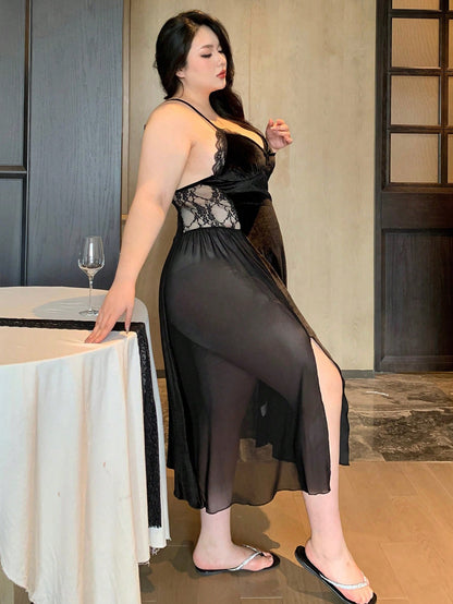 فستان قطيفه دانتيل