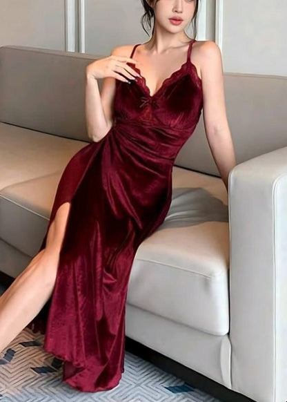 فستان قطيفه دانتيل