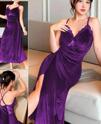 فستان قطيفه دانتيل