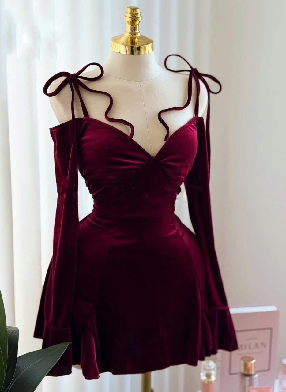 فستان قطيفه أوف شولدر