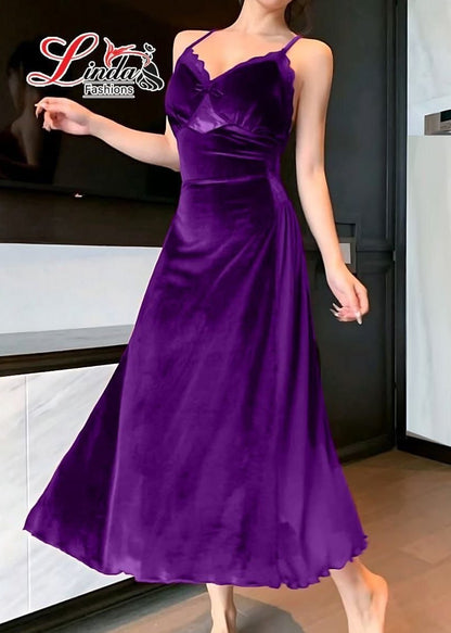 فستان قطيفه دانتيل