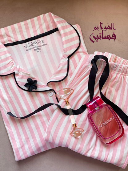 بيجامه بينك مقلم