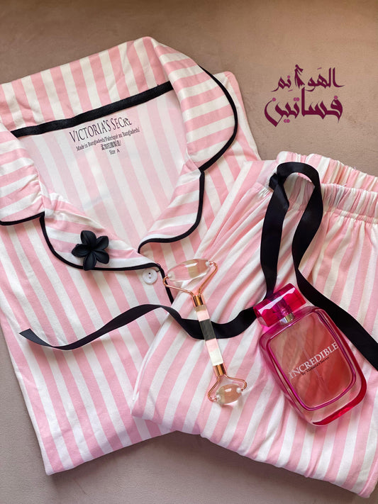 بيجامه بينك مقلم