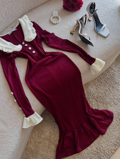 فستان بياقه انيقه مناسب للرضاعه الزراير بتتفح