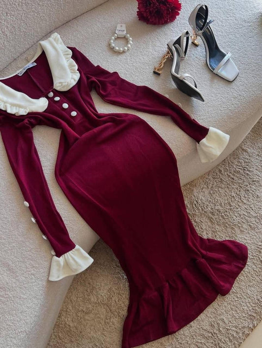 فستان بياقه انيقه مناسب للرضاعه الزراير بتتفح