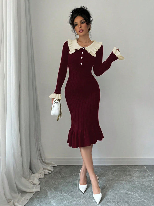 فستان بياقه انيقه (الزراير مش بتتفتح)