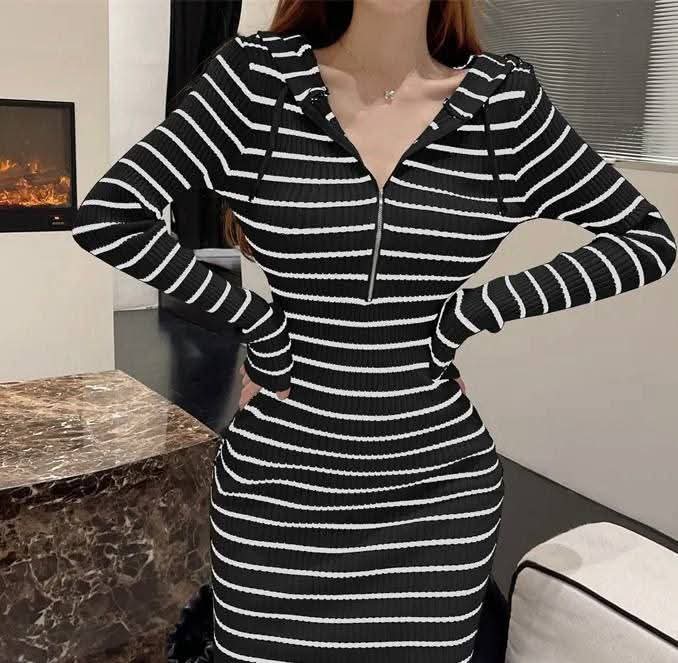 فستان صك مقلم