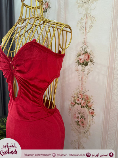 فستان قطيفه دلووع