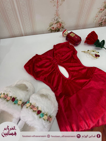 فستان قطيفه دلووع