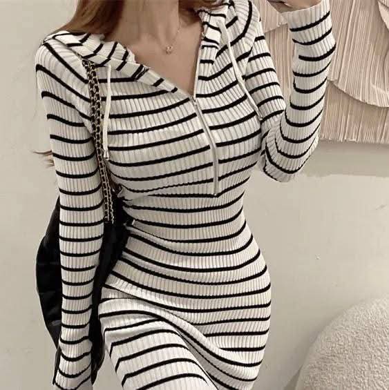 فستان صك مقلم