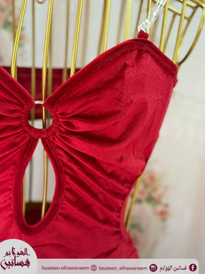 فستان قطيفه دلووع