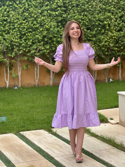فستان نص كم باستيك