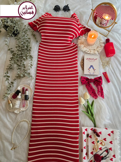 فستان تريكو مقلم