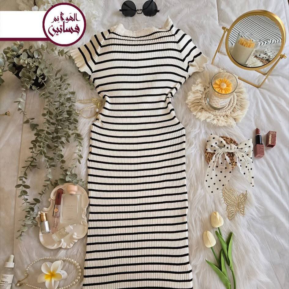 فستان تريكو مقلم