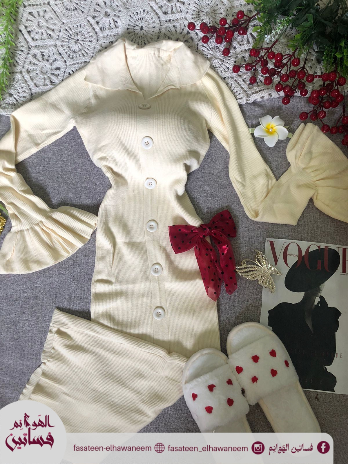 فستان تريكو عجينة